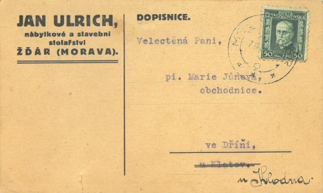 26-033 (prošlá poštou 7. 2. 1928)