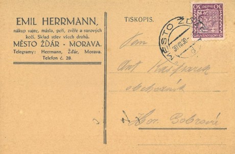 26-046 (prošlá poštou 30. 7. 1930)